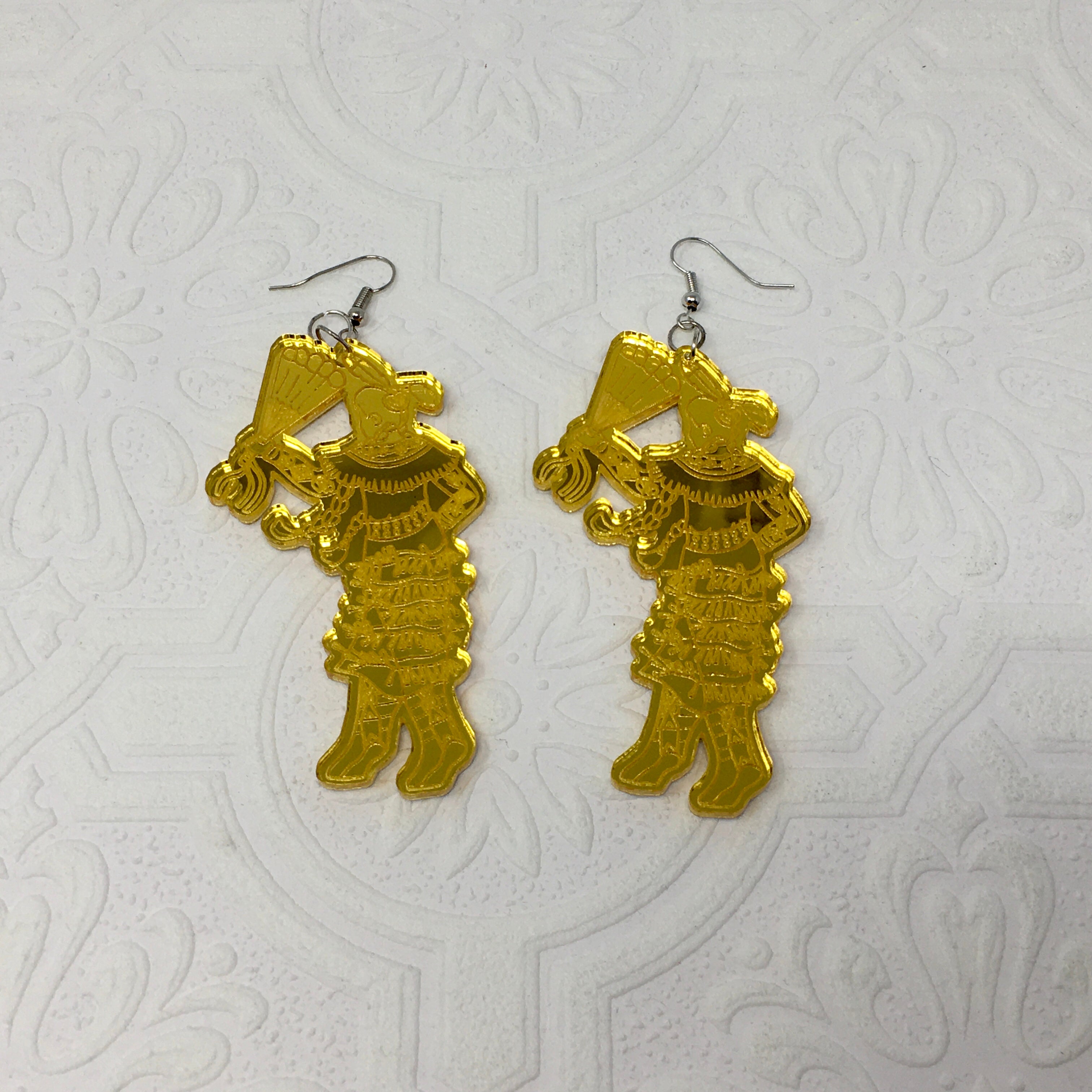 Modern Ledger Jingle Dancer 3 Handmade Acrylic Engraved Earring Set