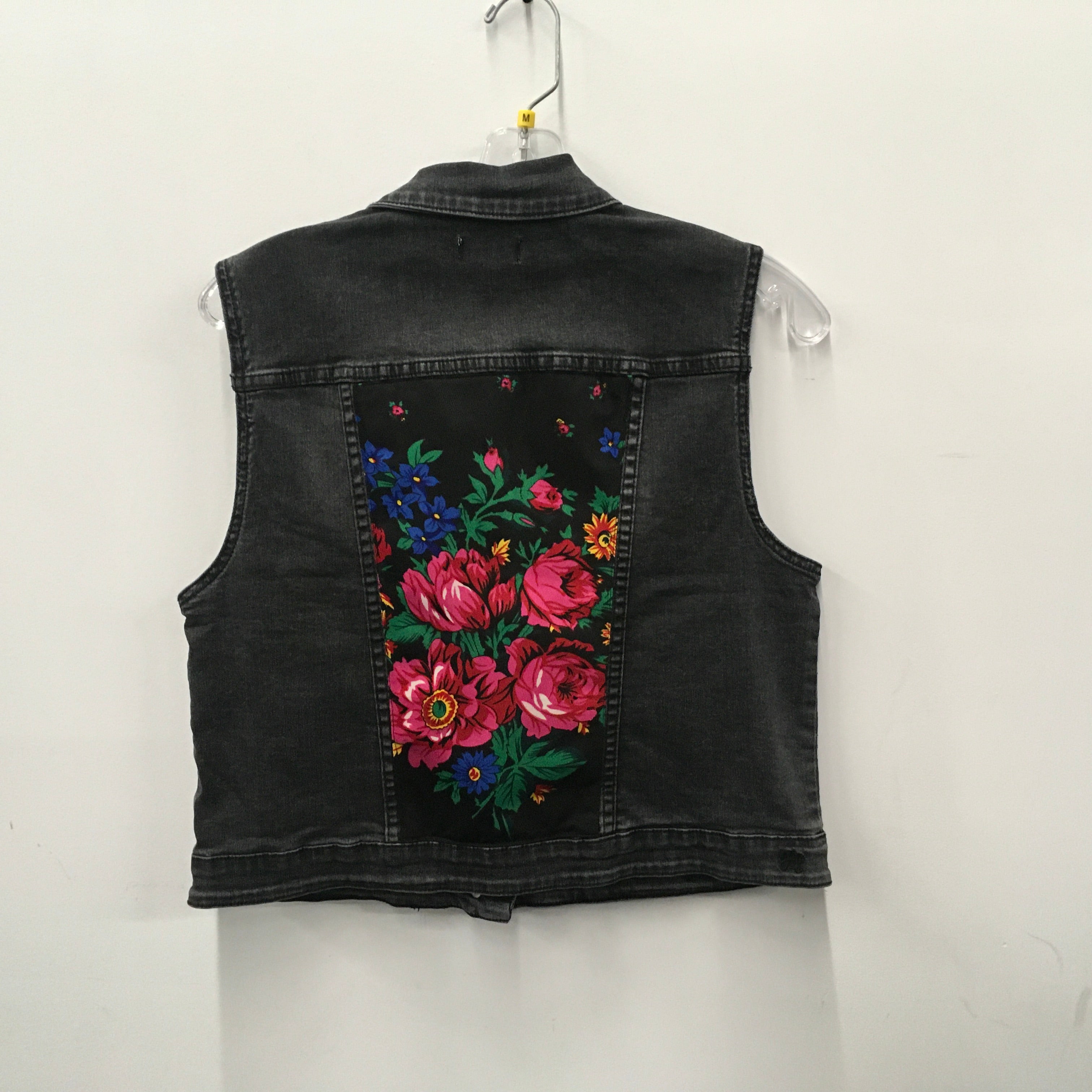 Victoria Wanihadie Medium Denim Black Vest w/ Kokum Scarf Panel