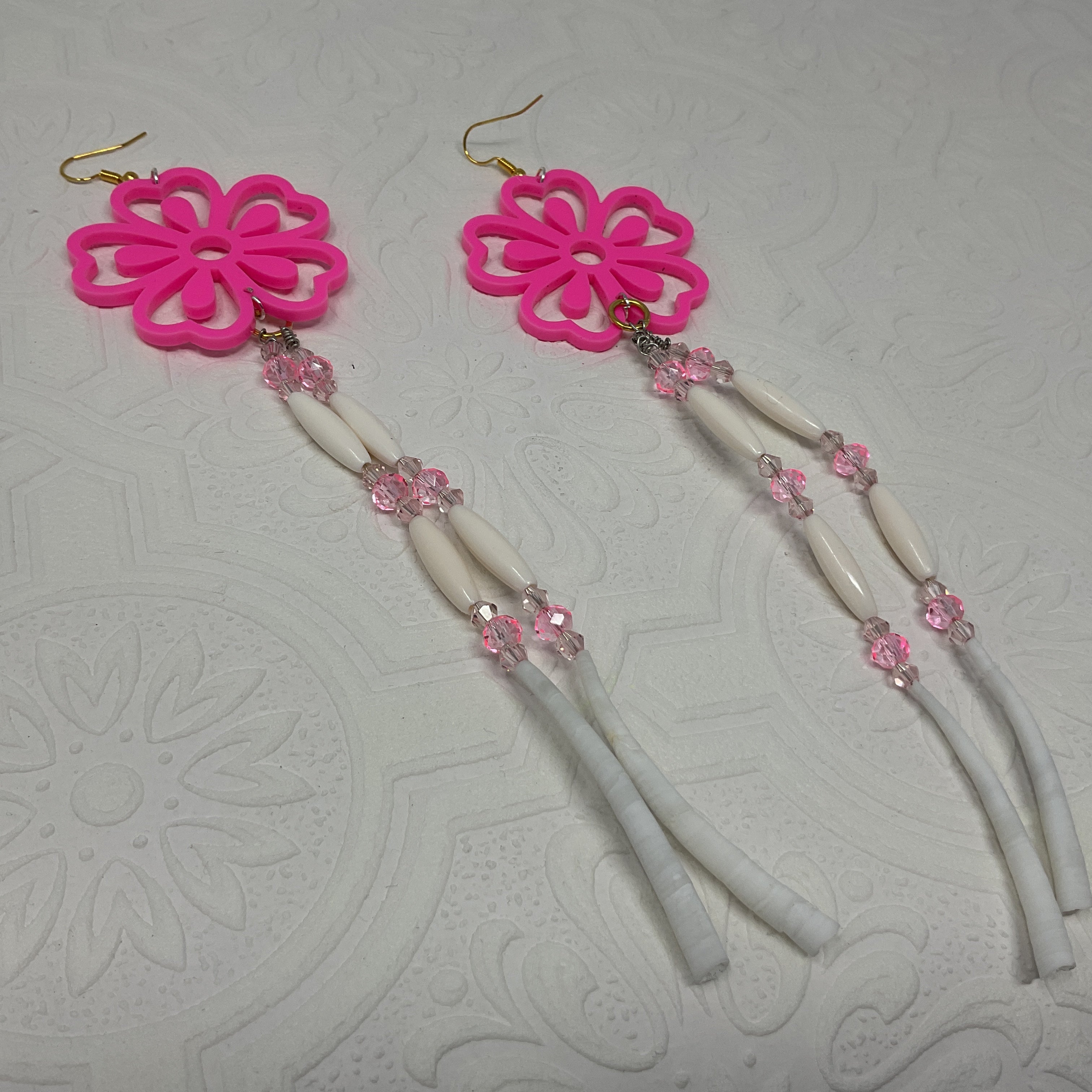 Acrylic w/ Dentalium Tiered Earrings