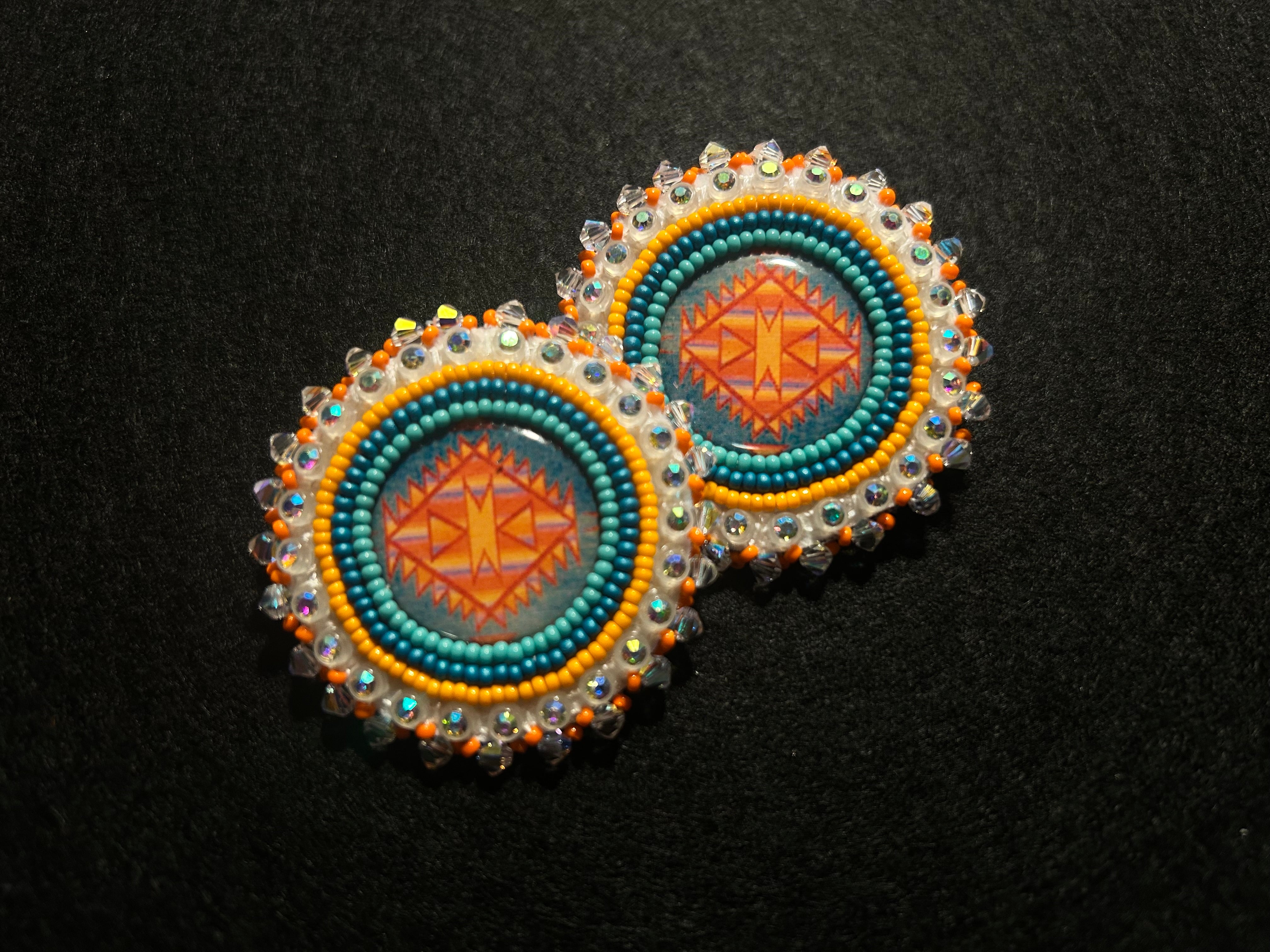 Keisha Cardinal Orange Circle Beaded Earrings