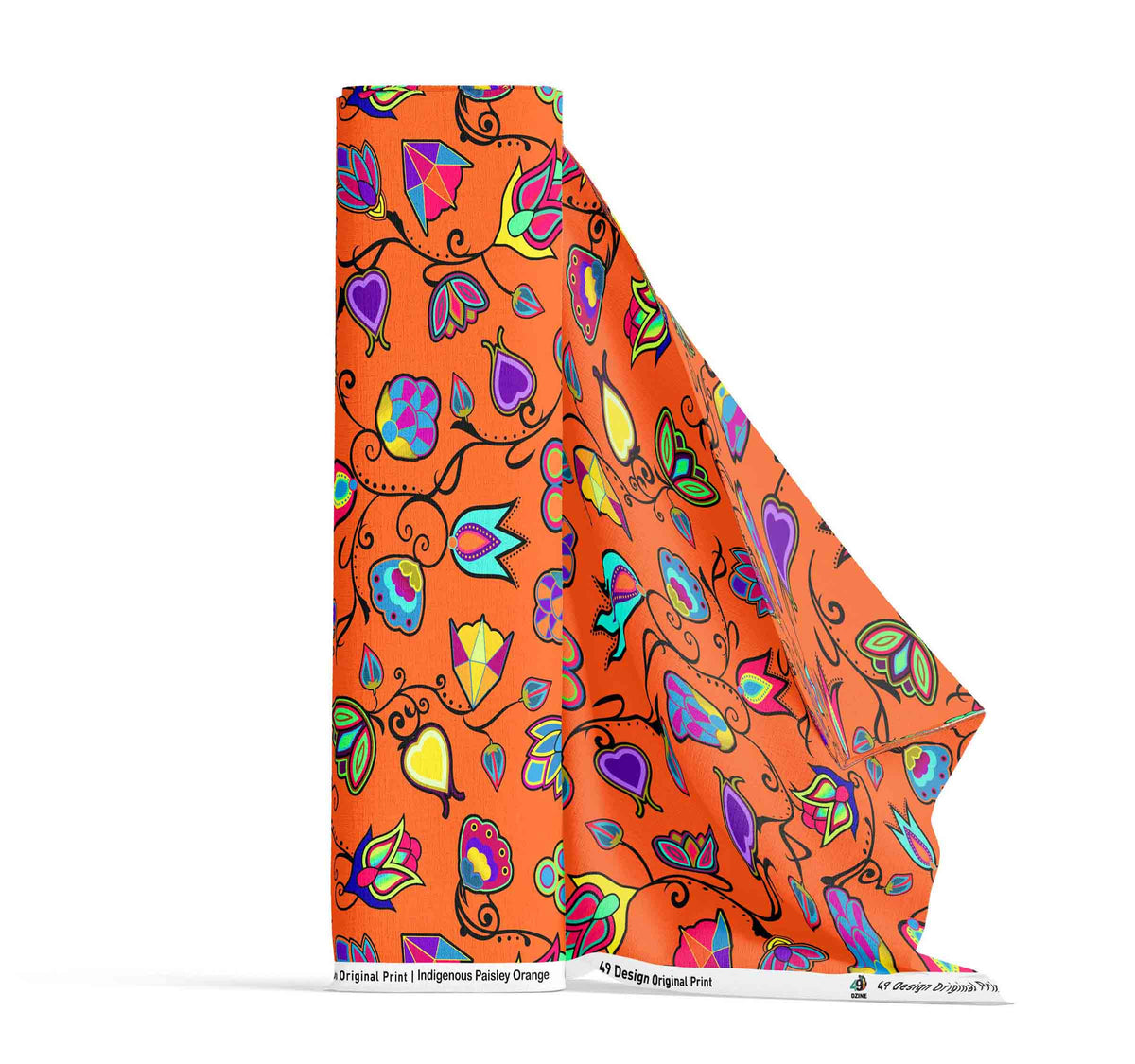 Indigenous Paisley Orange Cotton Poplin