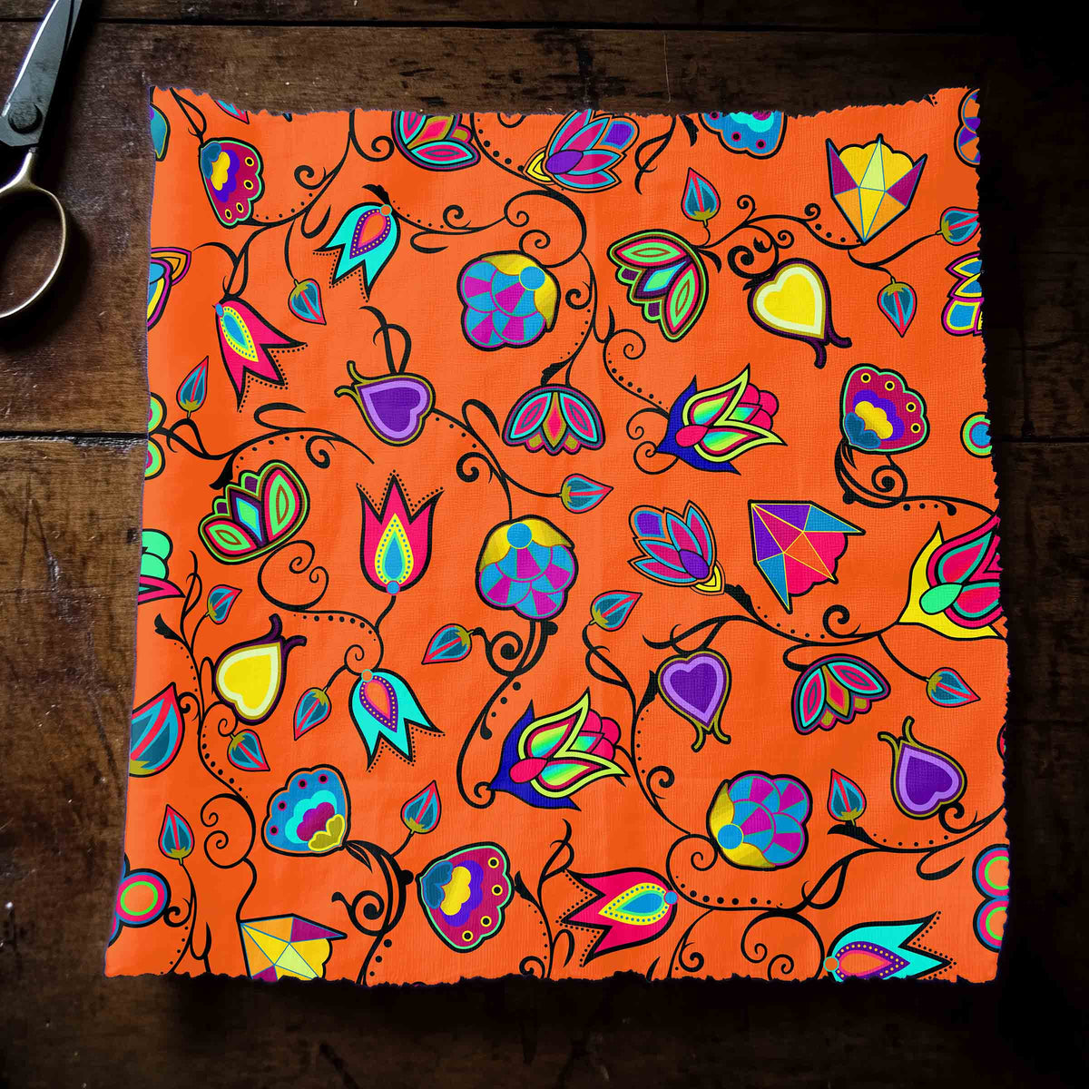 Indigenous Paisley Orange Cotton Poplin