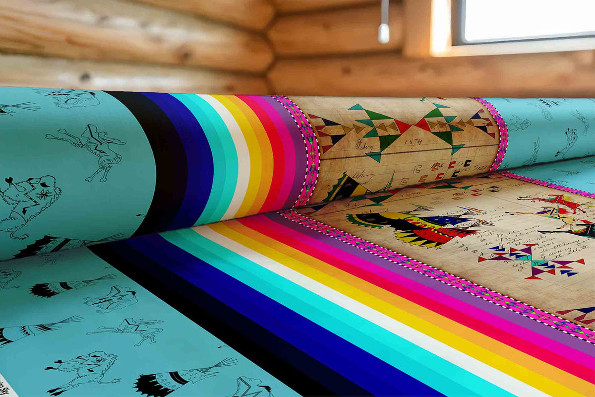 Ledger Horses Running Sky Cotton Poplin