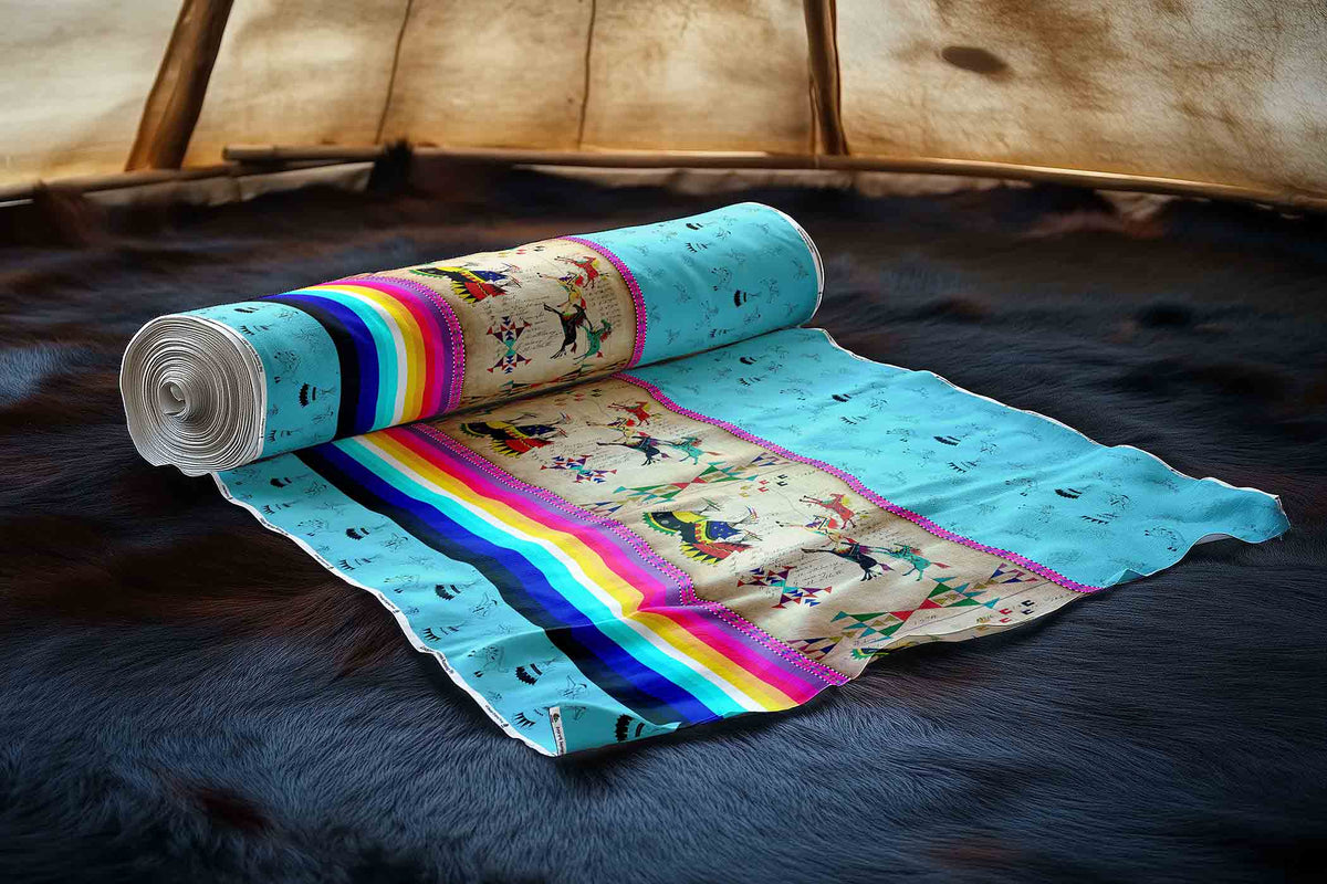 Ledger Horses Running Sky Cotton Poplin
