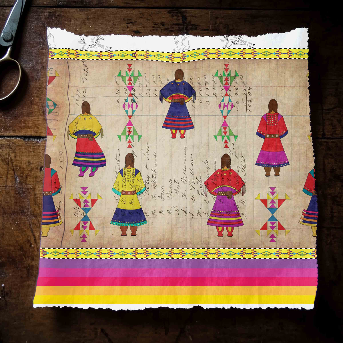 Ledger Round Dance Clay Cotton Poplin