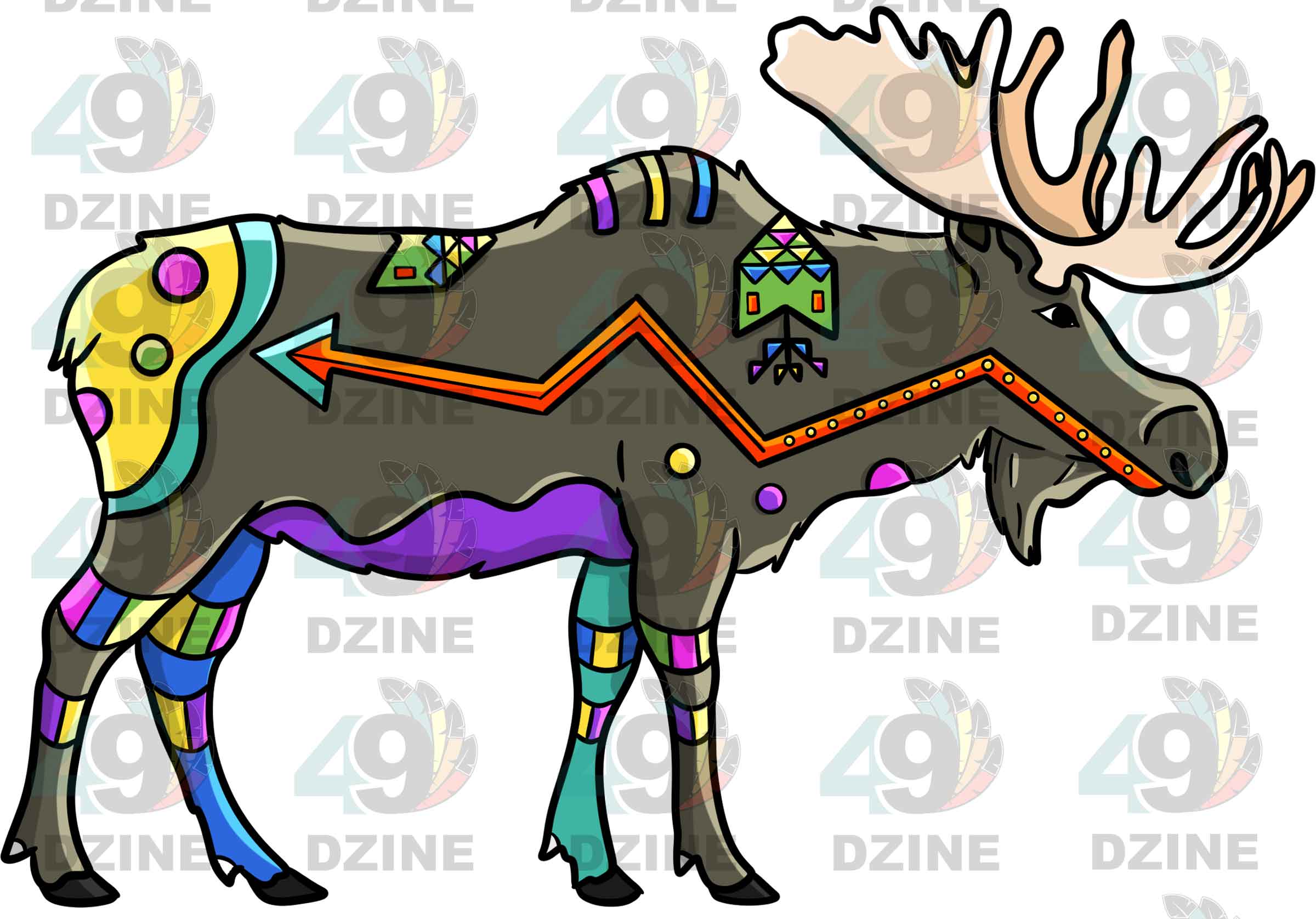 Moose 4 Colored Sticker