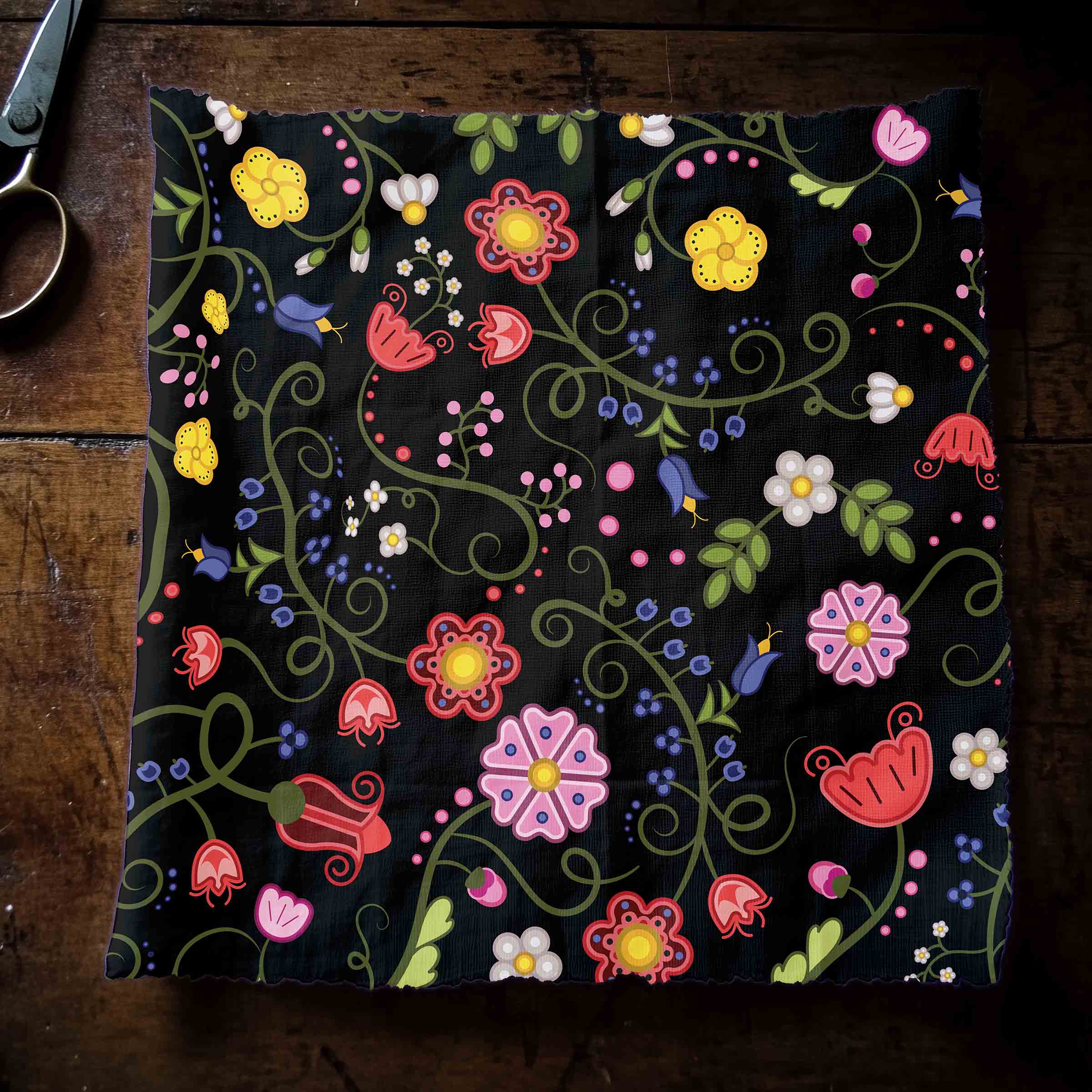 Nipin Blossom Midnight Satin Fabric By the Yard