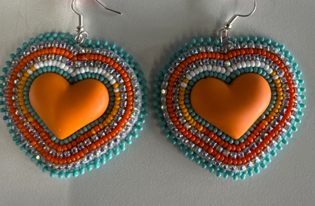Meg Sheridan Orange Heart Earrings
