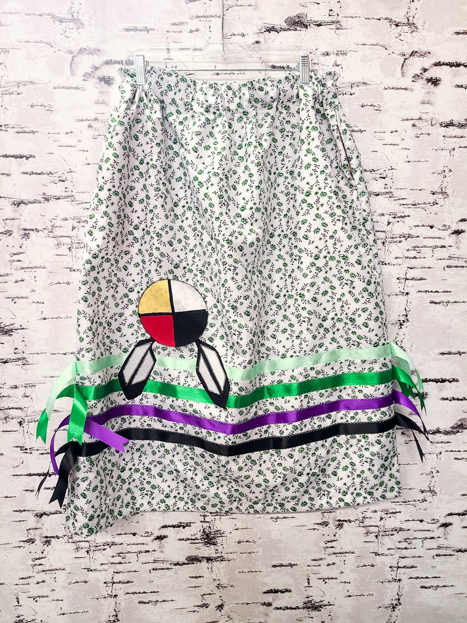 Jackie Lafferty White and Green Ribbon Skirt