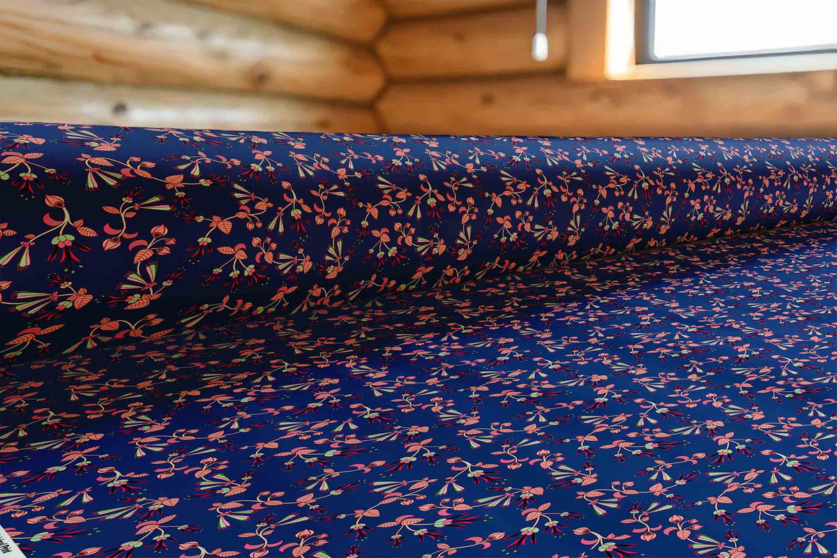 Swift Floral Peach Blue Cotton Poplin