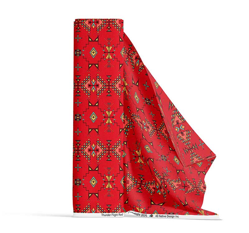 Thunder Flight Red Satin Fabric