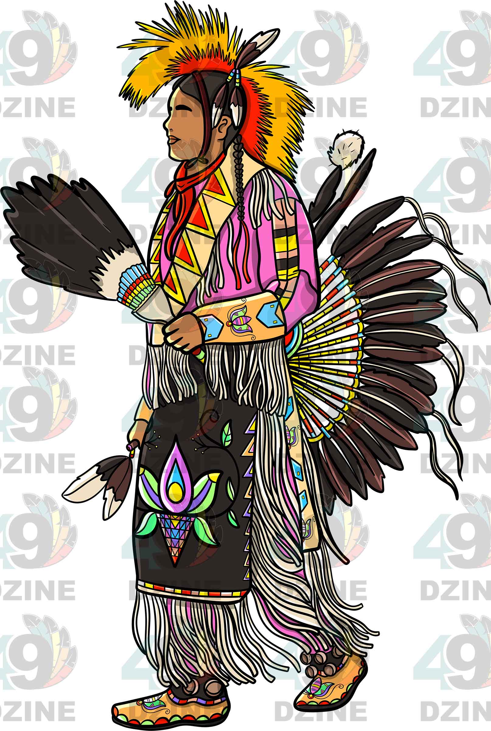 Traditional Powwow Man Dancer 2 Colored Sticker