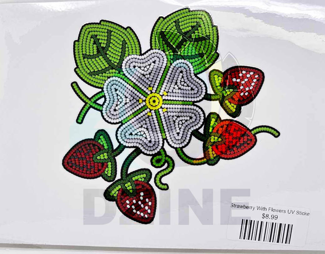 Strawberry With Flowers UV Sticker