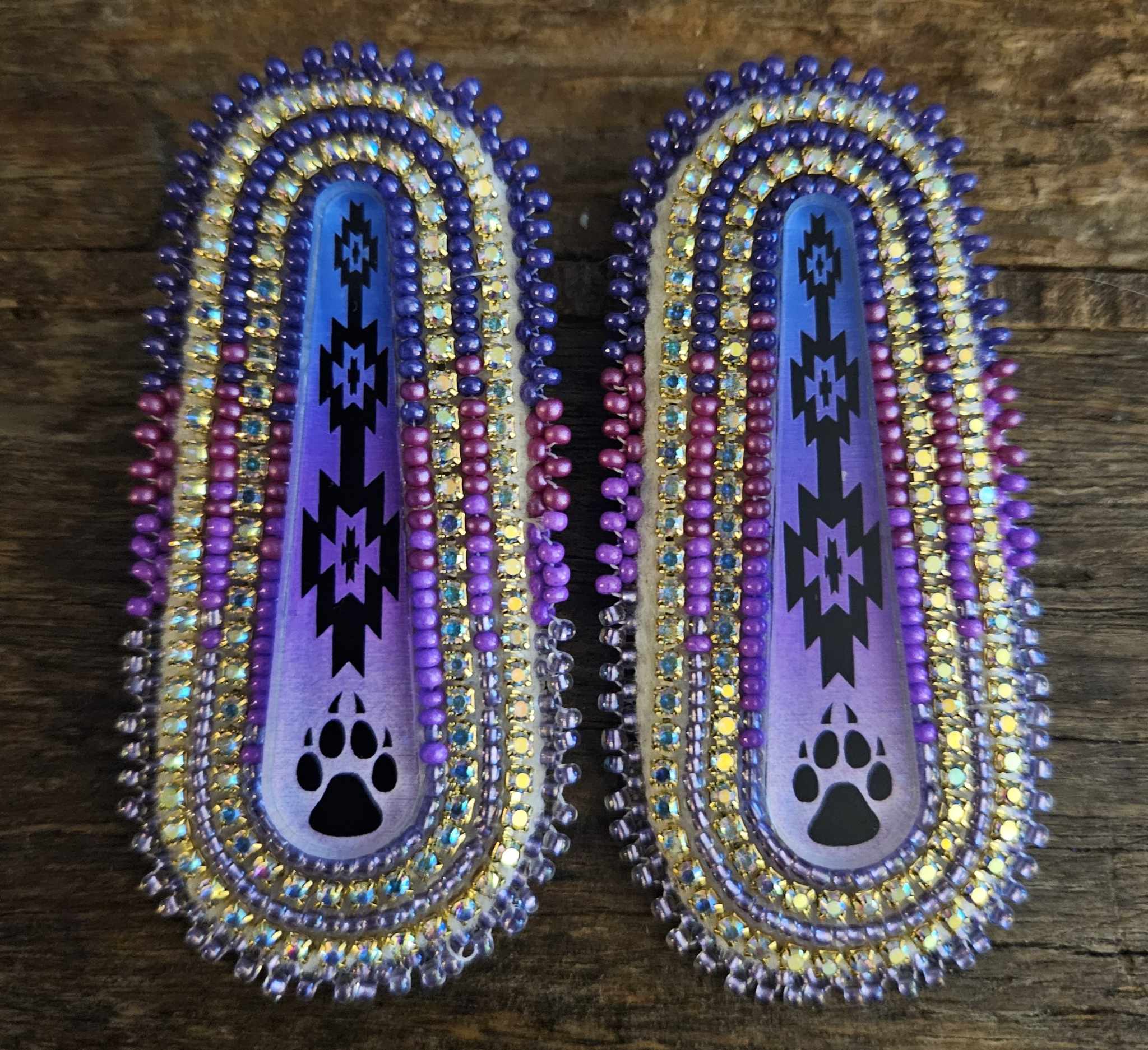 Meg Sheridan Purple Bear Paw Cab Earrings