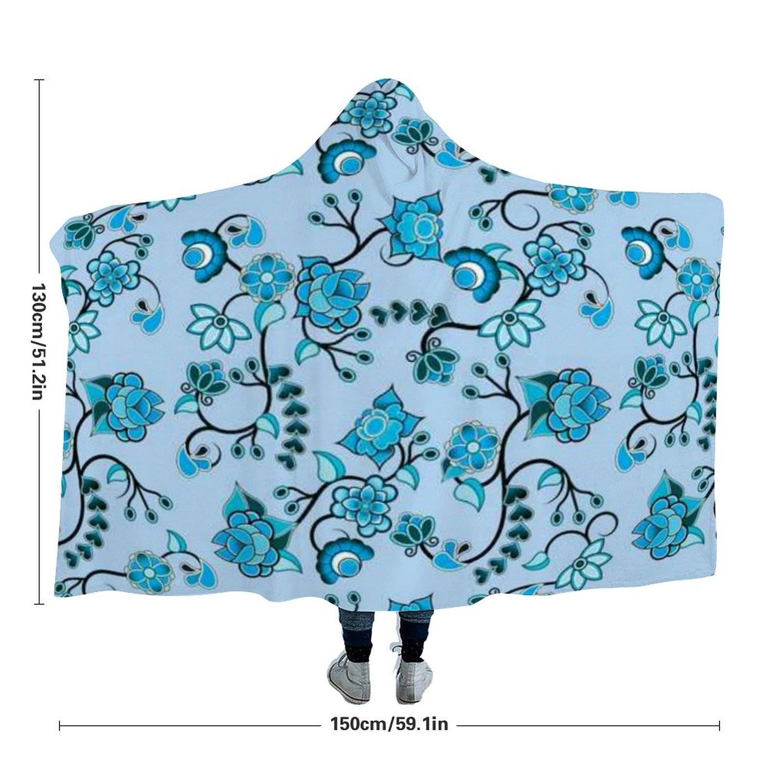 Blue Floral Amour Hooded Blanket blanket 49 Dzine 