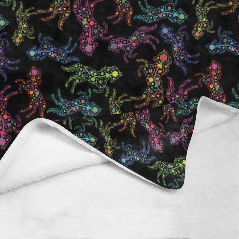 Floral Horse Ultra-Soft Micro Fleece Blanket 60"x80" Ultra-Soft Blanket 60''x80'' e-joyer 