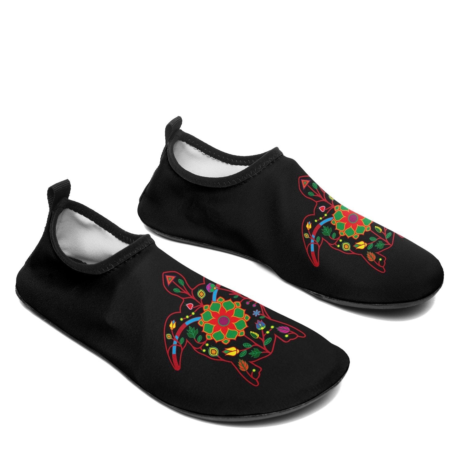 Kids Floral Turtle Sockamoccs Slip On Shoes