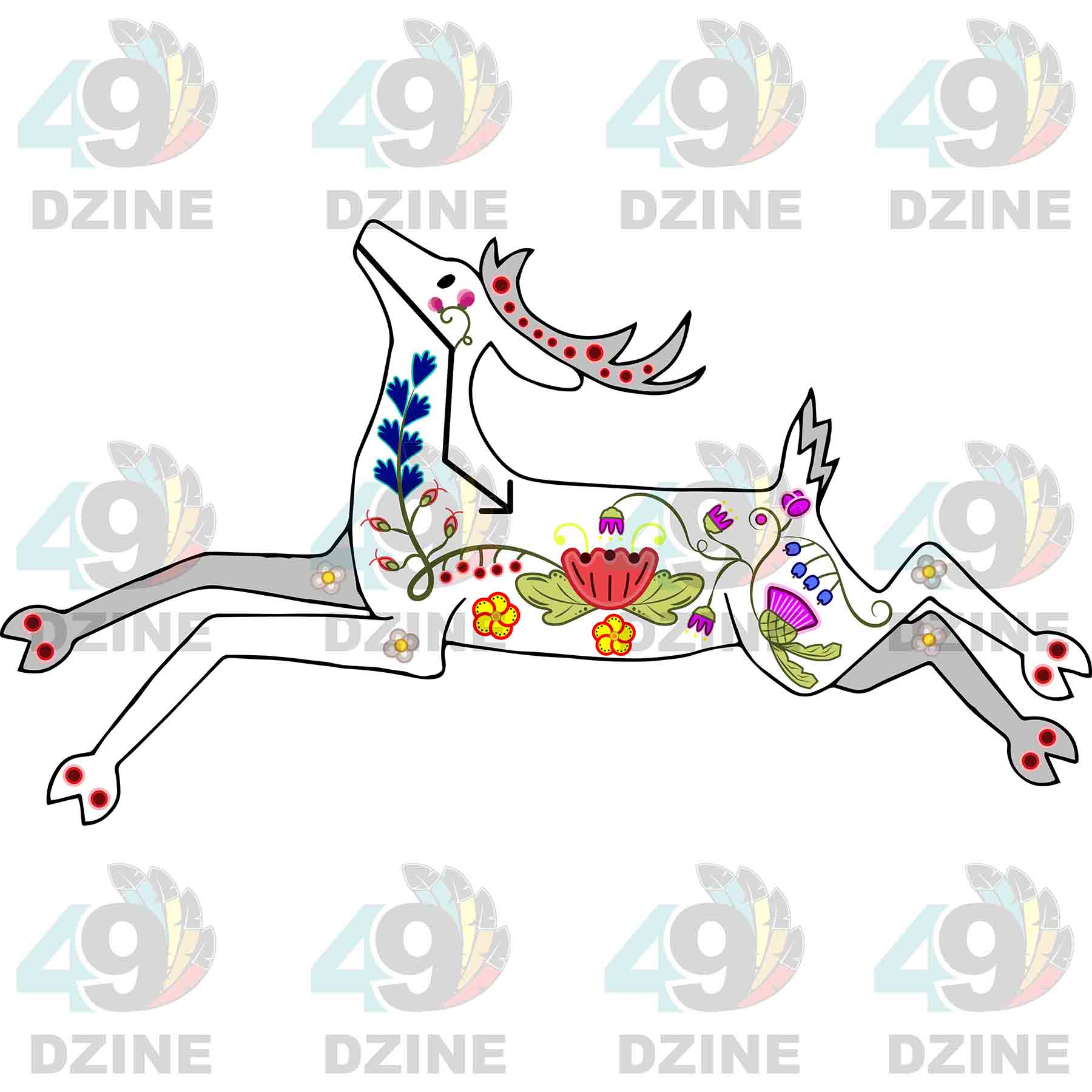 Floral Deer White Sticker
