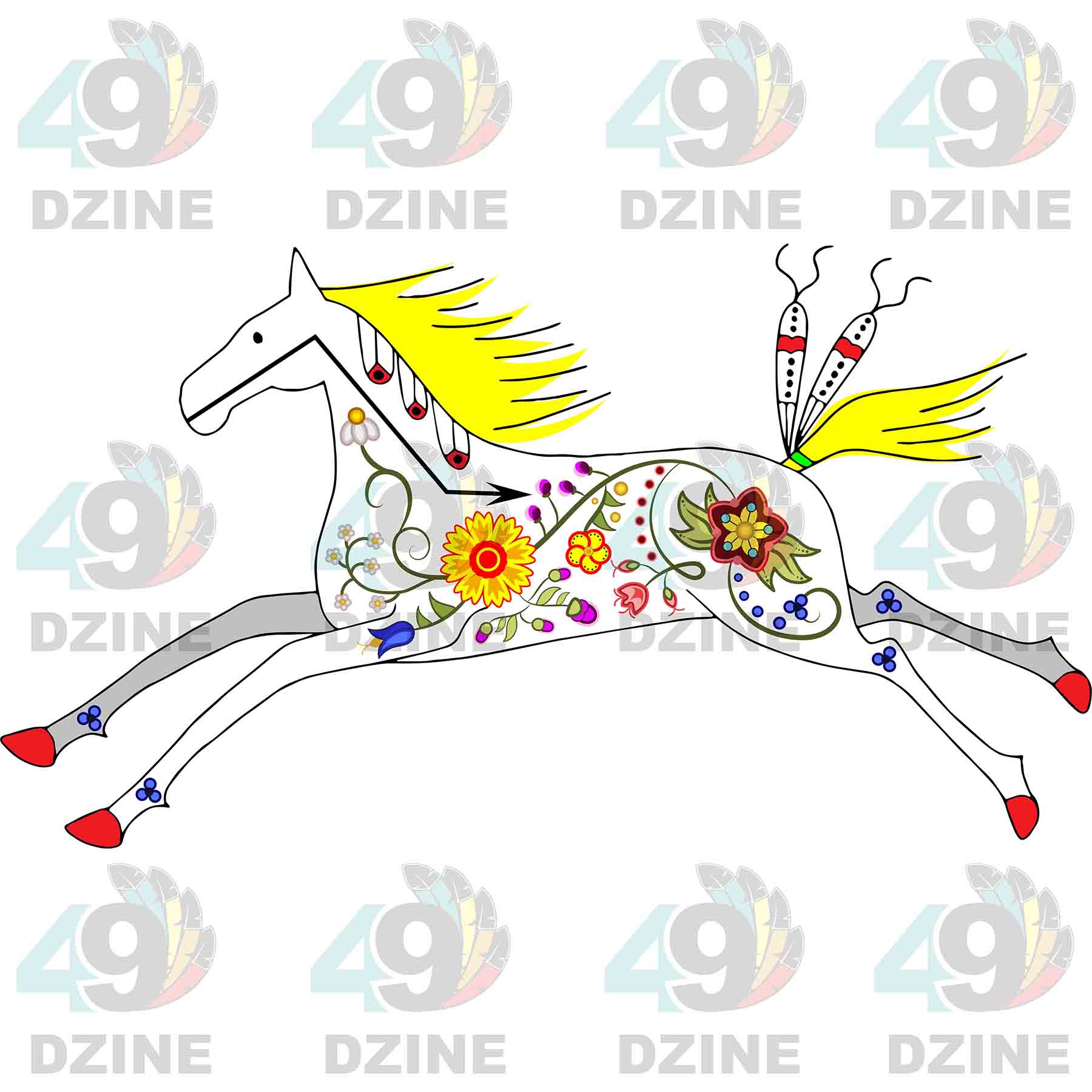 Floral Horse White Sticker