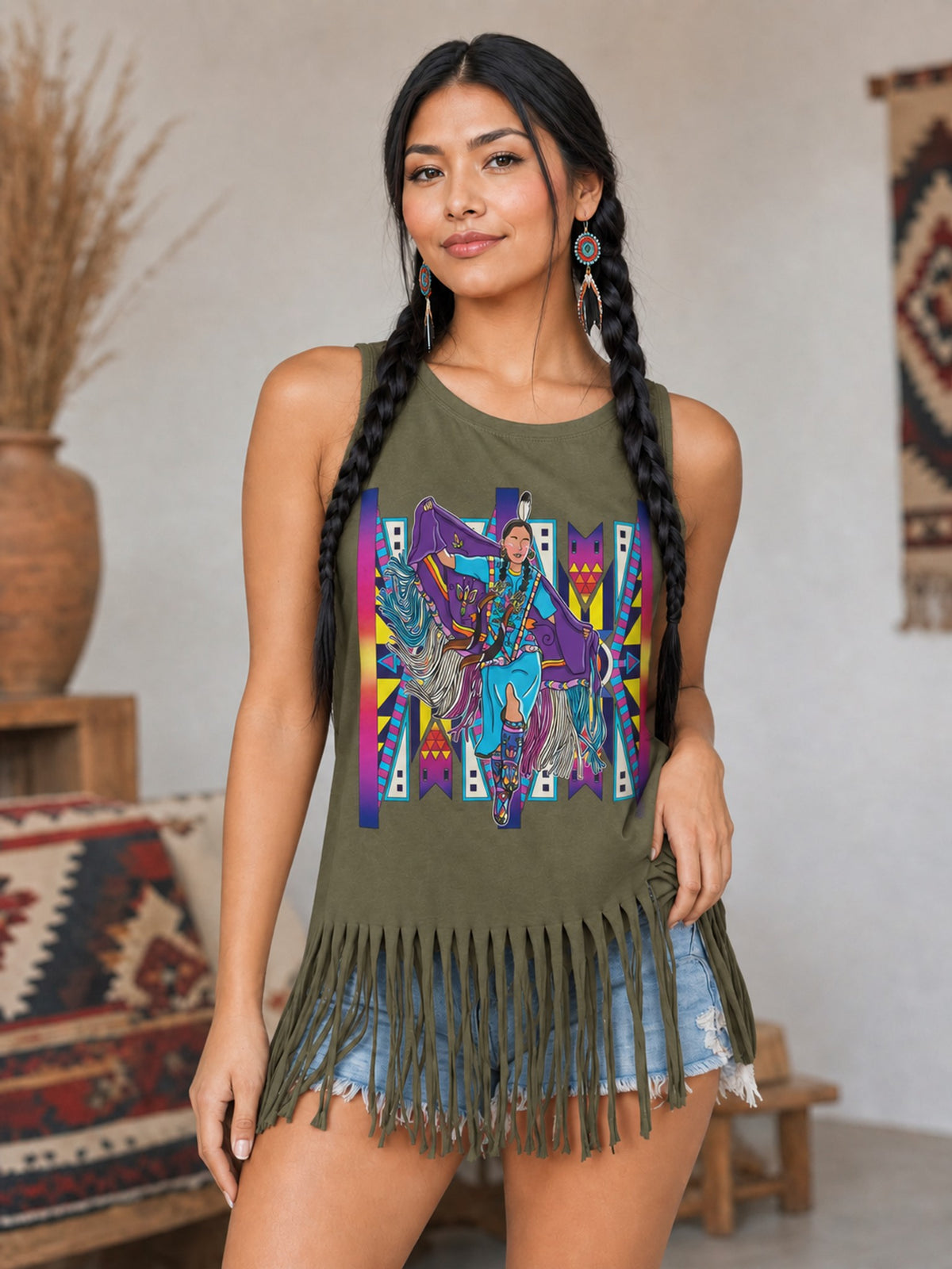 Size 2X Tank Top with Fringe Accent 01