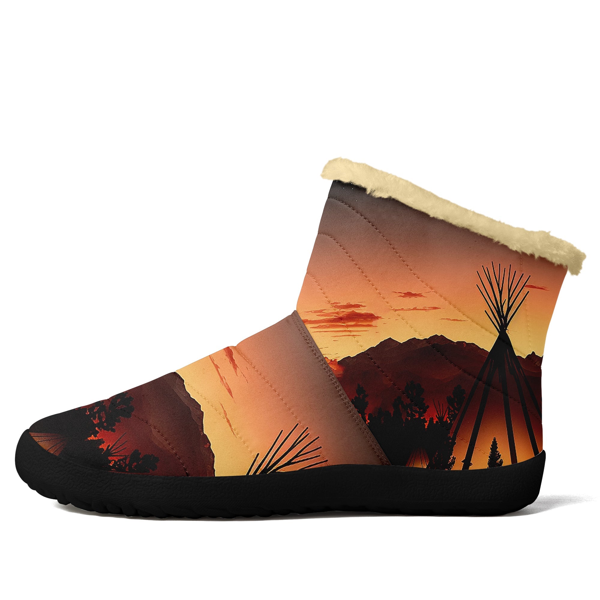 Sunset Tipi High Top Zipper Winter Boot with Fur Lining