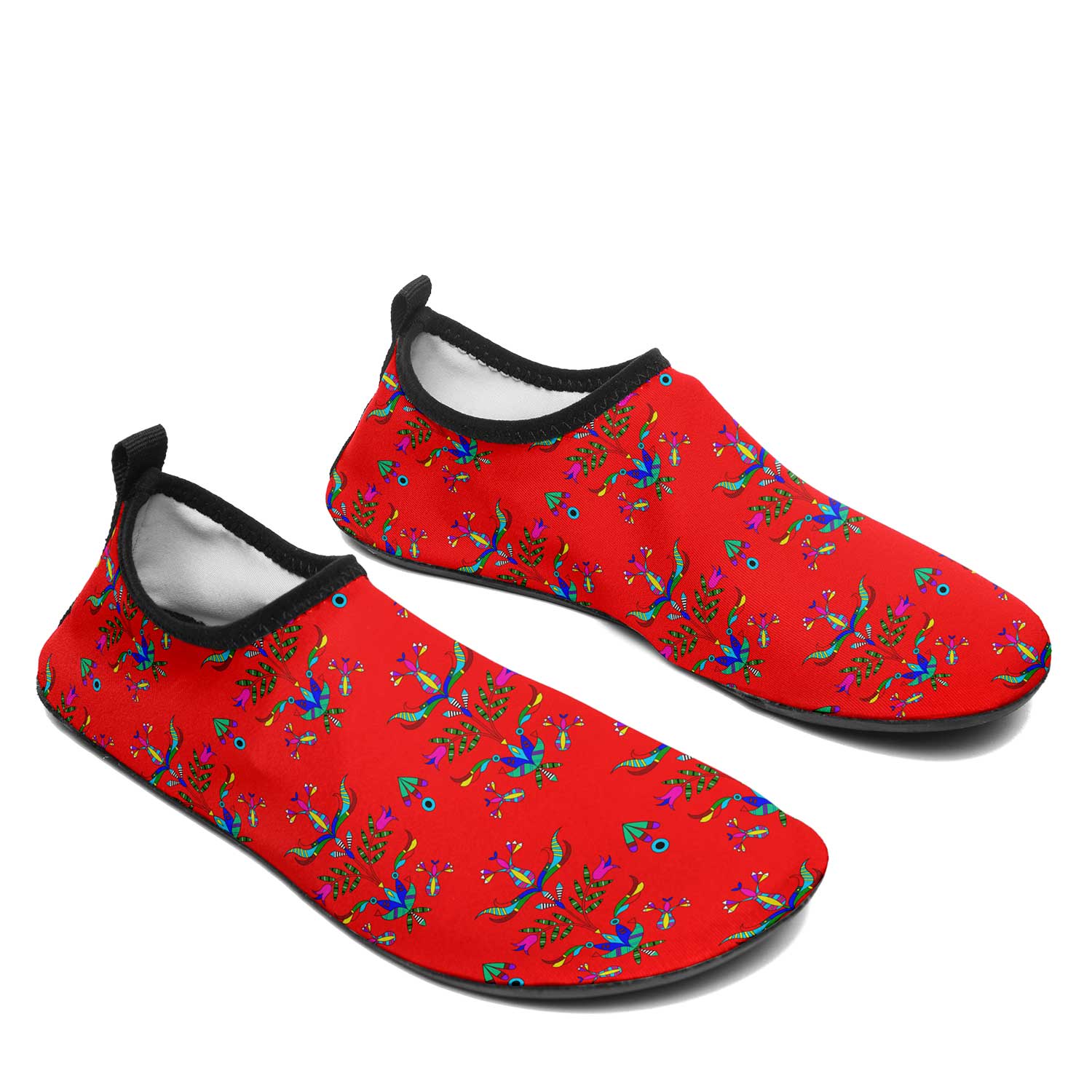Dakota Damask Red Kid's Sockamoccs Slip On Shoes