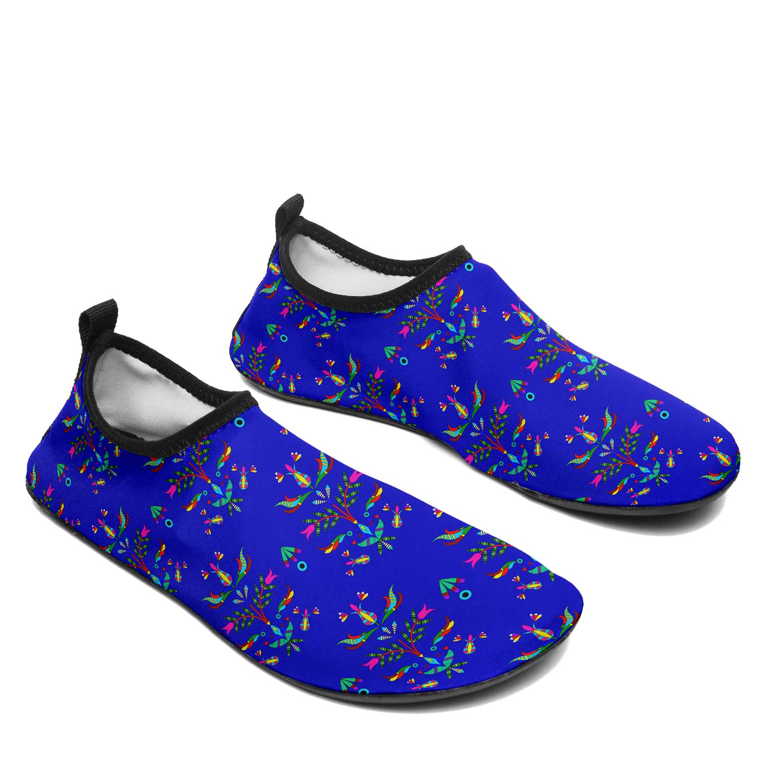 Dakota Damask Blue Kid's Sockamoccs Slip On Shoes