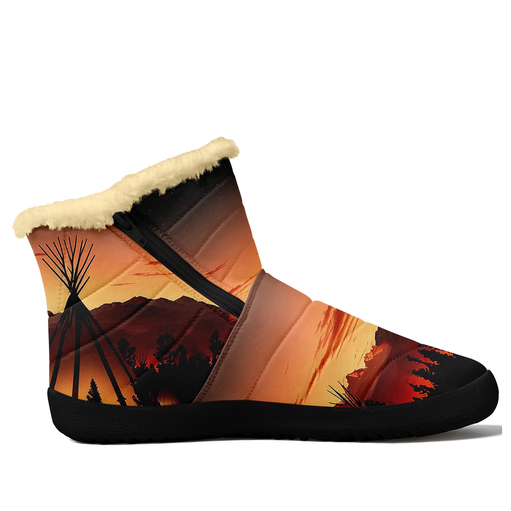 Sunset Tipi High Top Zipper Winter Boot with Fur Lining