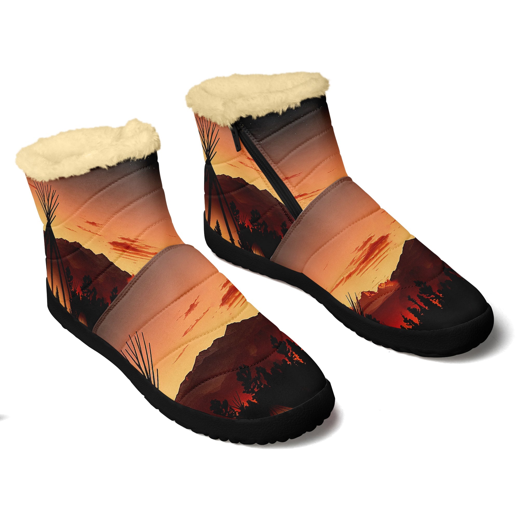 Sunset Tipi High Top Zipper Winter Boot with Fur Lining