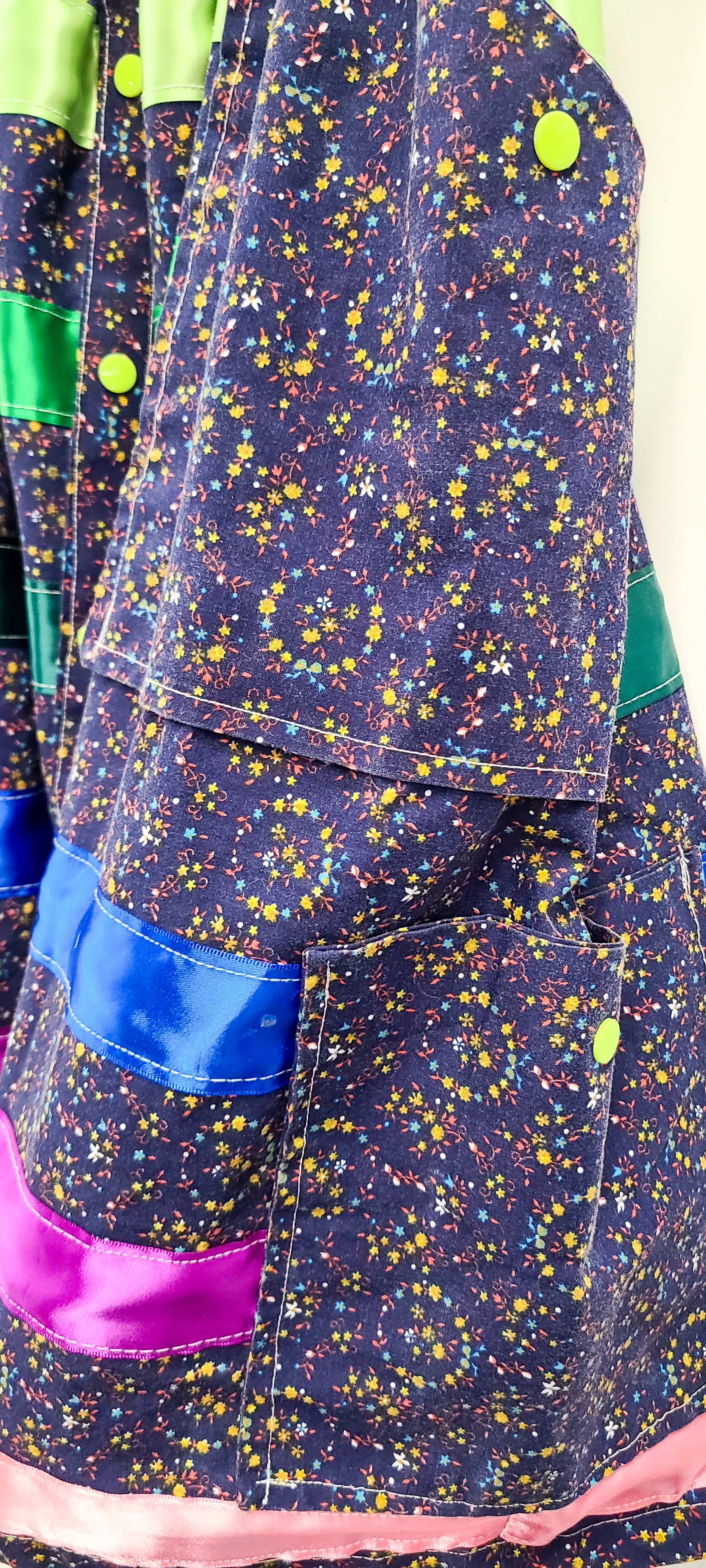 Crystal Bull Handmade Kid's Ribbon Skirt Navy Floral