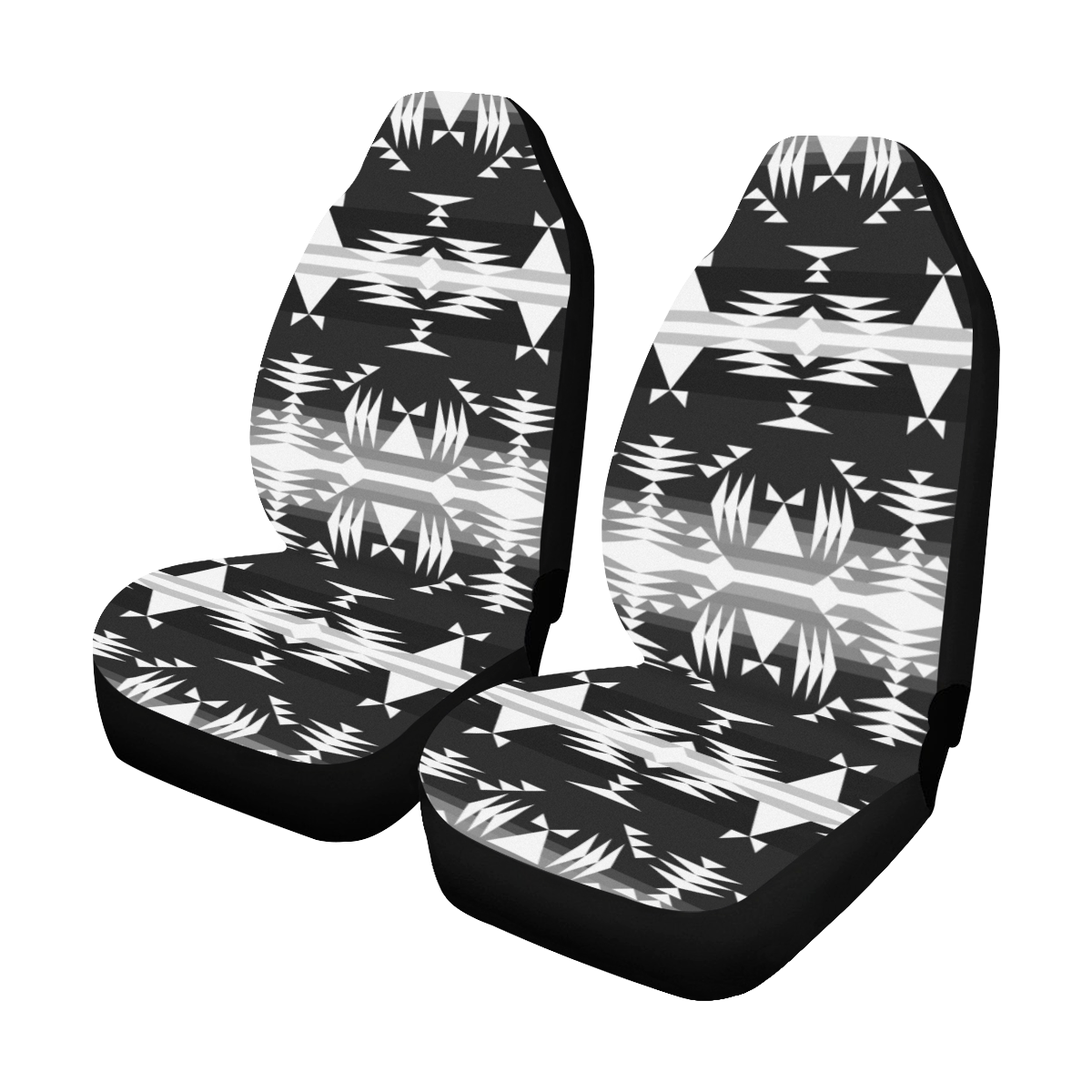 Between the Mountains Black and White Car Seat Covers (Set of 2)