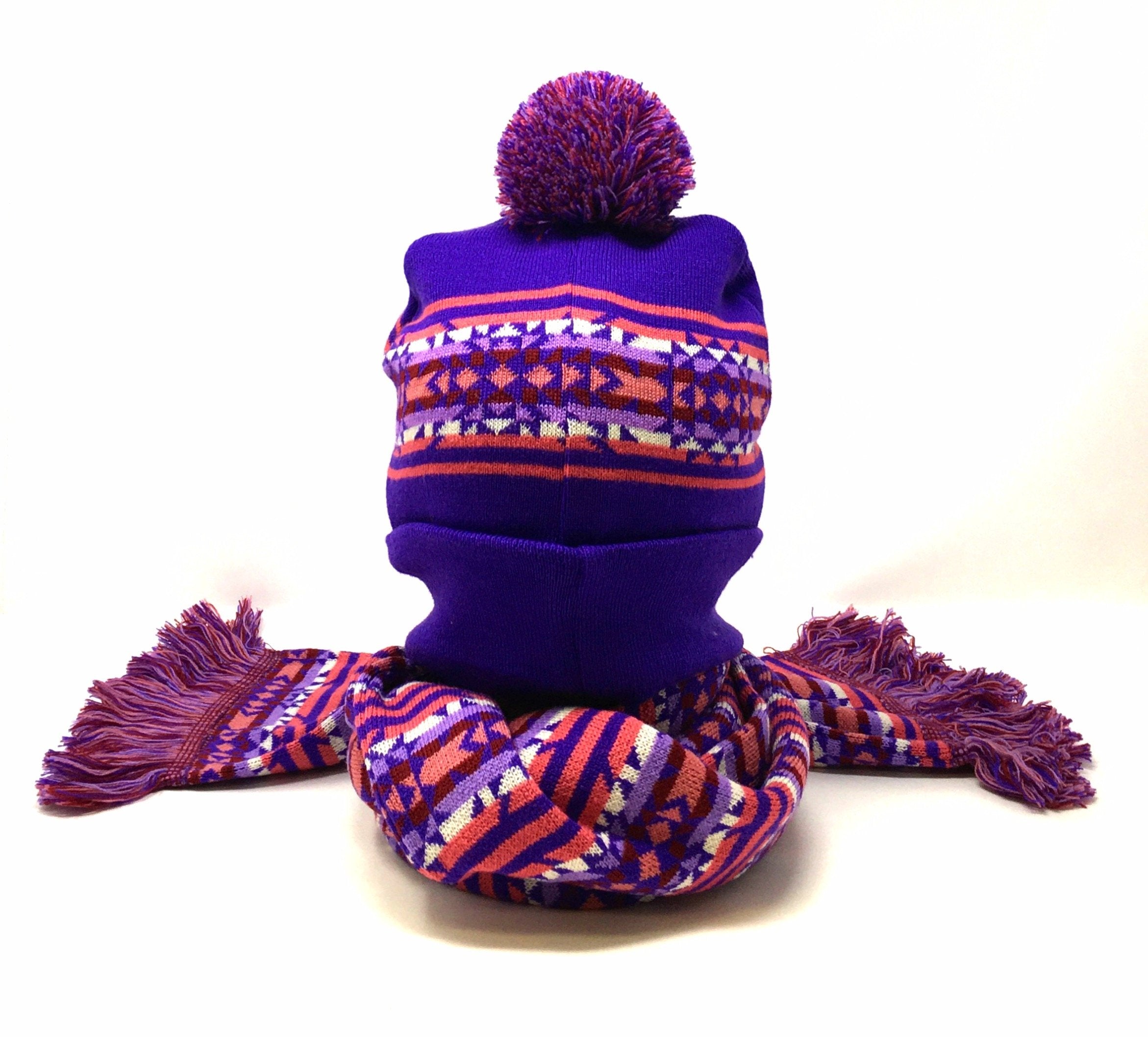49 Dzine Purple and Pink Toque and Scarf Set