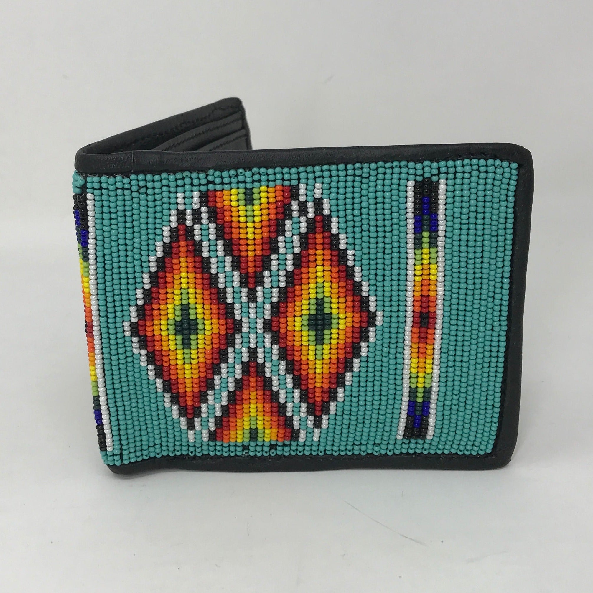Beaded Wallet - Turquoise and Fire Colours
