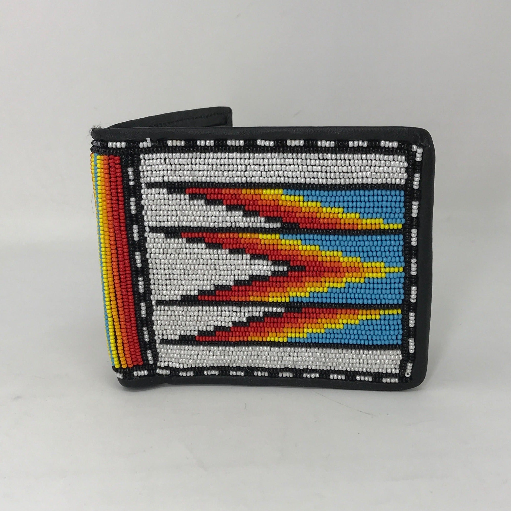 Beaded Wallet - White and Turquoise