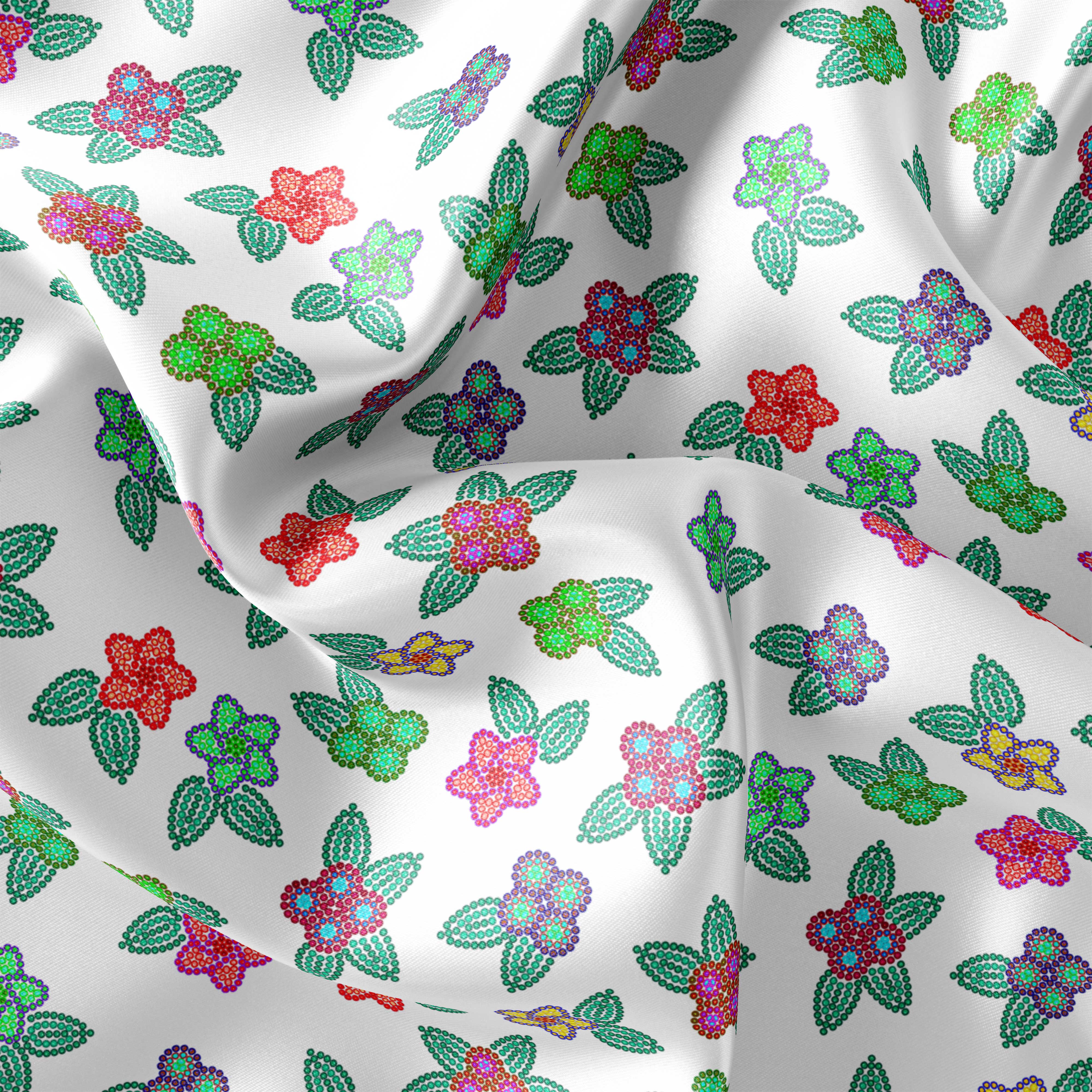 Berry Flowers White Satin Fabric 49DzineStore 