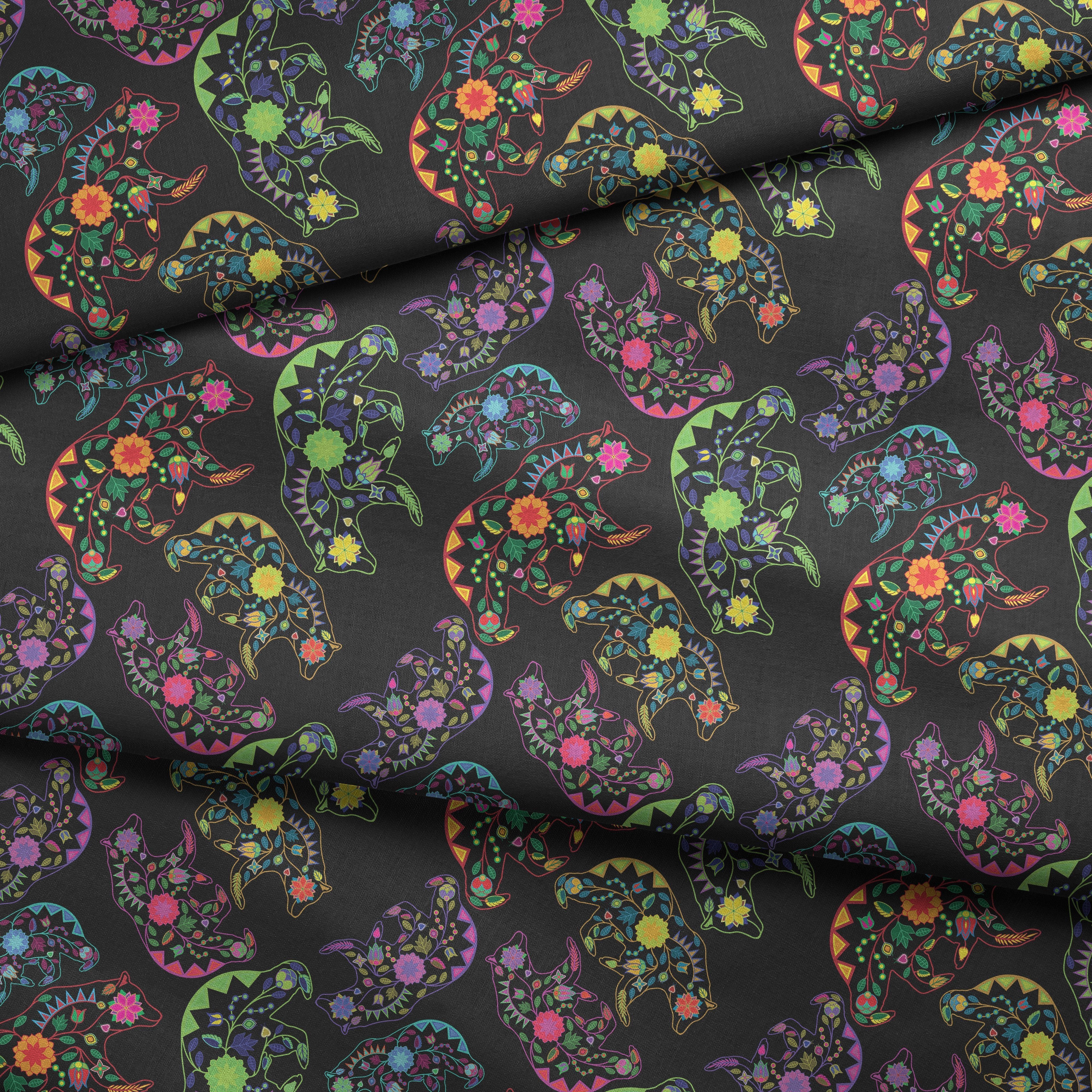 Floral Bears Cotton Poplin Fabric By the Yard Fabric NBprintex 