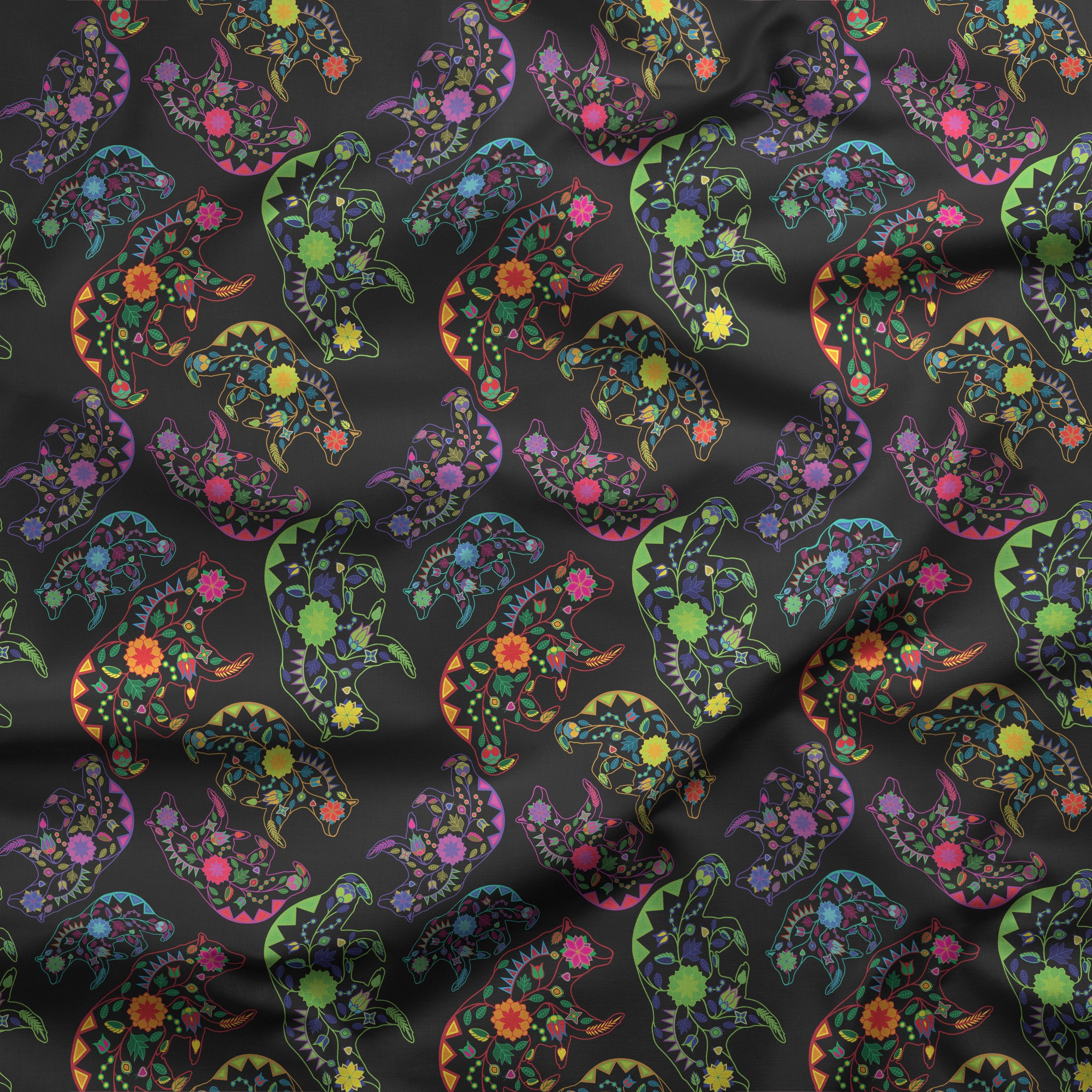 Floral Bears Cotton Poplin Fabric By the Yard Fabric NBprintex 