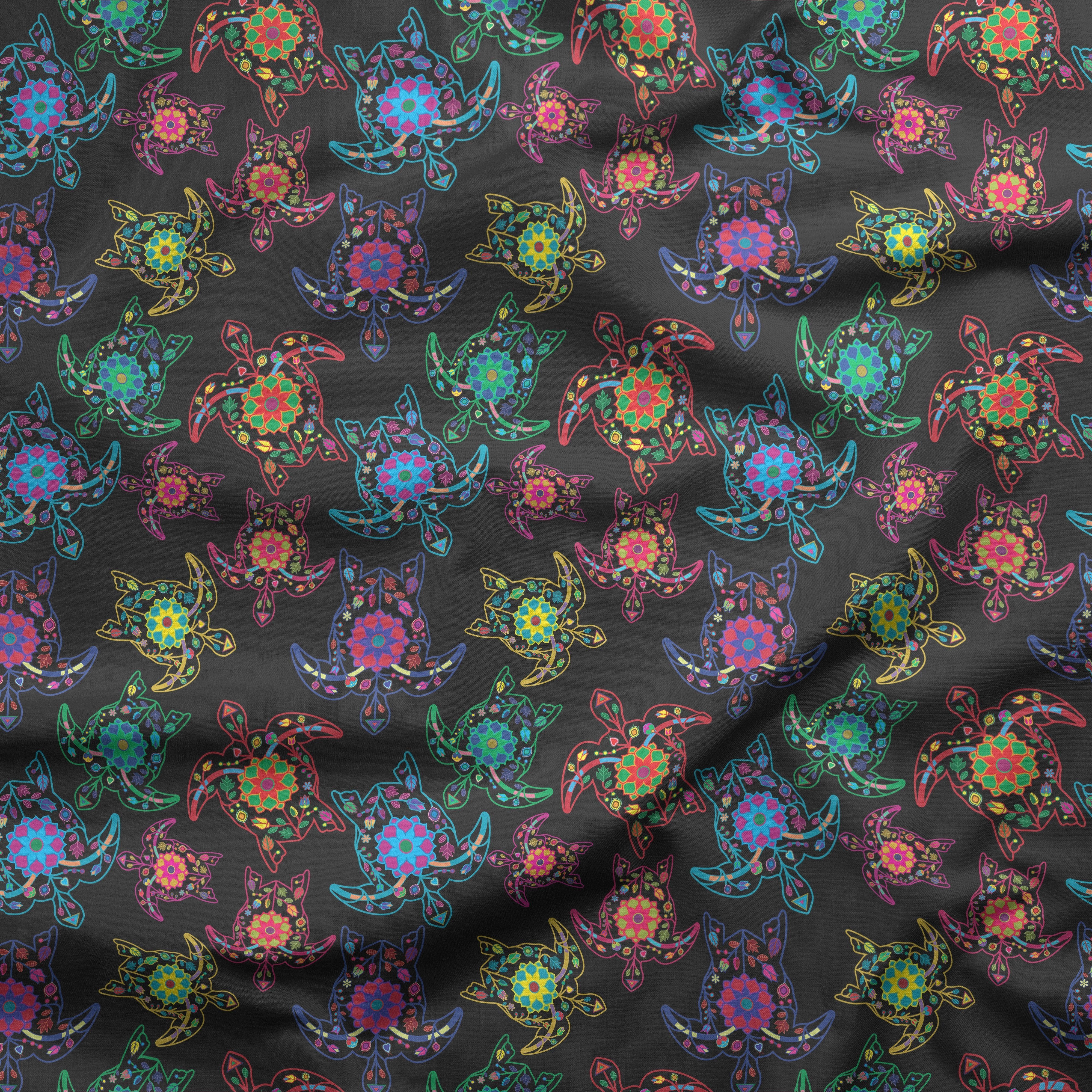 Floral Turtles Cotton Poplin Fabric By the Yard Fabric NBprintex 