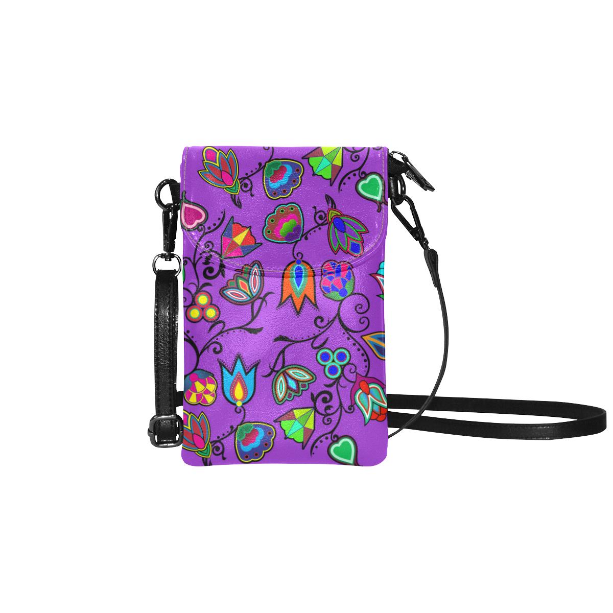Indigenous Paisley - Dark Orchid Small Cell Phone Purse (Model 1711) Small Cell Phone Purse (1711) e-joyer 