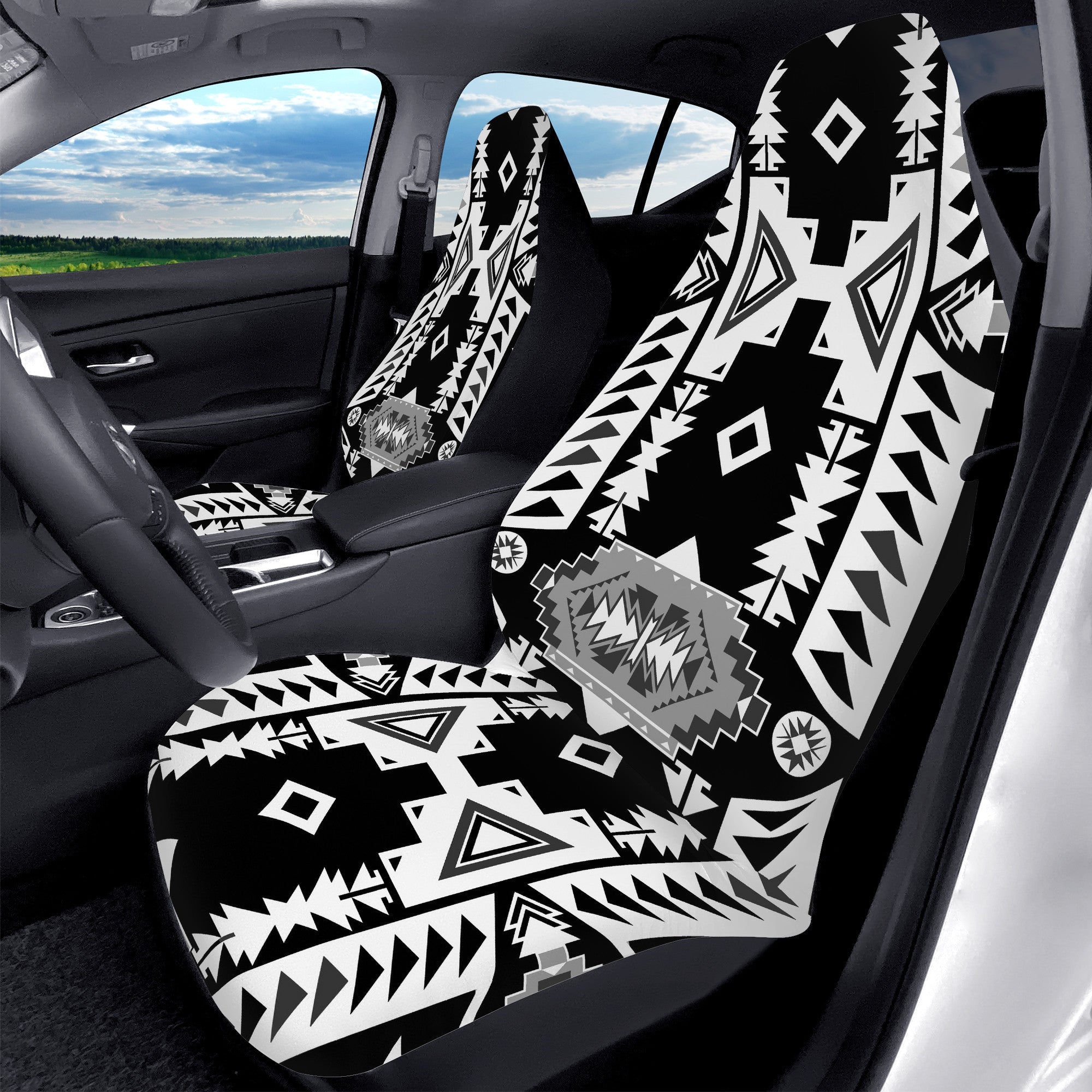 Chief Mountain Black and White Seat Covers (Set of 2)