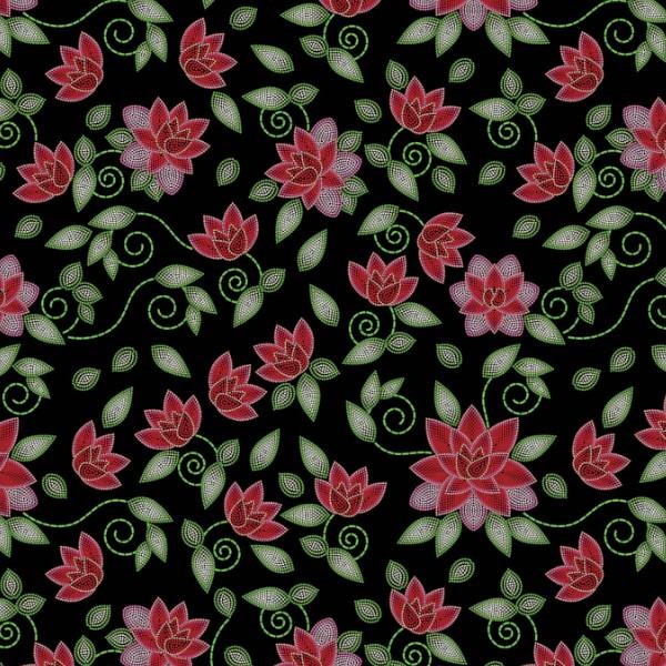 Red Beaded Rose Cotton Poplin Fabric By the Yard Fabric NBprintex 
